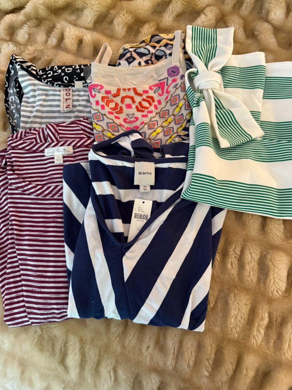 FIVE Anthropologie tank tops, varied colors, NWOT or NWT, Sizes L and XL.